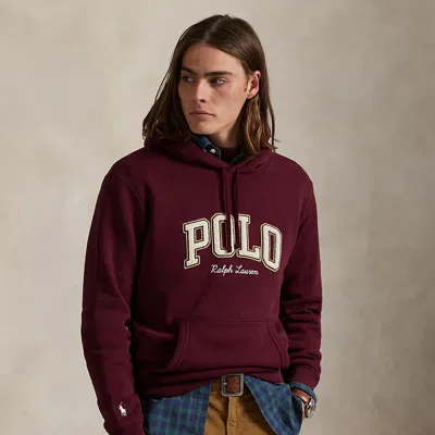 Ralph Lauren Logo Fleece Hoodie In Burgundy