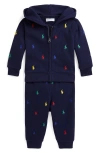Ralph Lauren Logo Full-zip Hoodie & Sweatpants Set In Multi