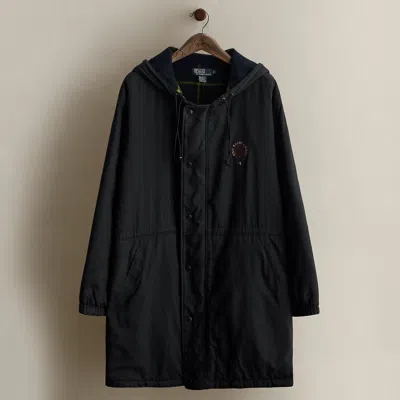 Ralph Lauren Logo Hooded Coat In Black