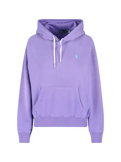 Ralph Lauren Logo Hoodie In Purple