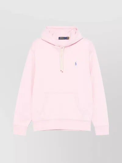Ralph Lauren Logo Hoodie With Drawstring Hood In Pink