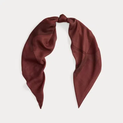 Ralph Lauren Logo Jacquard Wool-silk Square Scarf In Burgundy