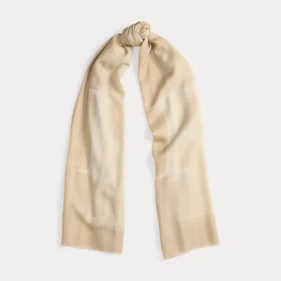 Ralph Lauren Logo Jacquard Wool Wrap Scarf In White