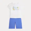 Ralph Lauren Logo Jersey Tee & Terry Pant Set In White