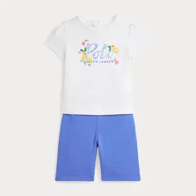 Ralph Lauren Babies' Logo Jersey Tee & Terry Pant Set In White