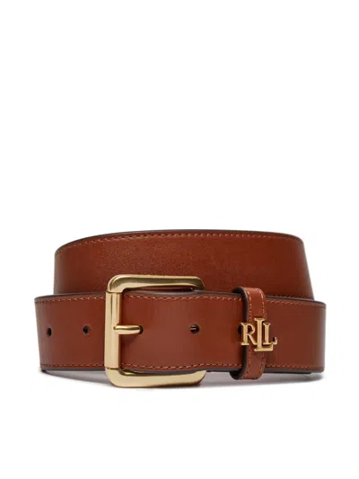 Ralph Lauren Logo Keeper Belt Medium In Brown