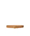 Ralph Lauren Logo Keeper Leather Belt In Neutral