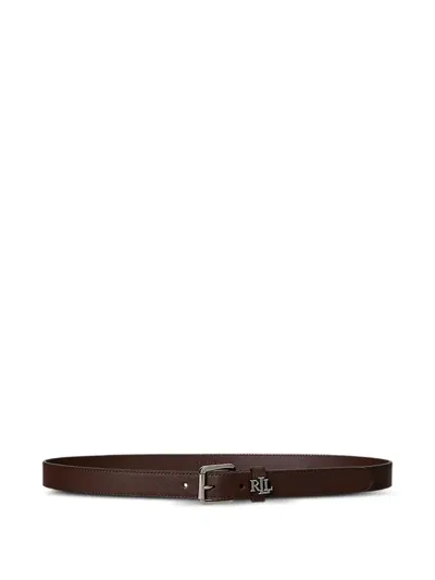 Ralph Lauren Logo Keeper Leather Belt In Brown