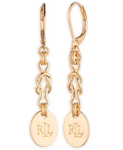 Ralph Lauren Logo Knot Gold-tone Linear Earrings