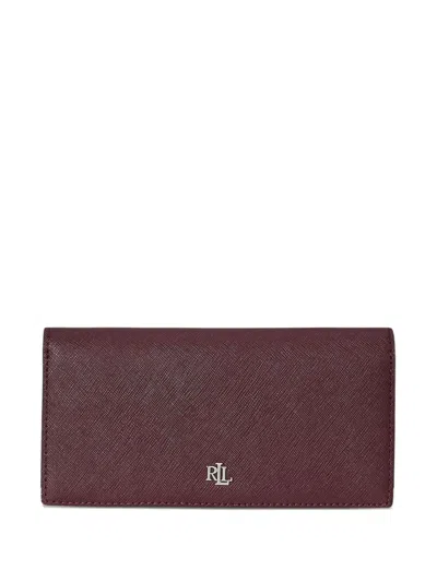 Ralph Lauren Logo Leather Wallet In Burgundy