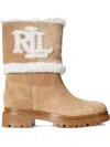 Ralph Lauren Logo-lettering Suede Boots In Neutral