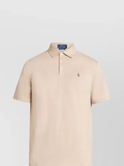Ralph Lauren Logo Linen-cotton Blend Polo Shirt In Neutrals