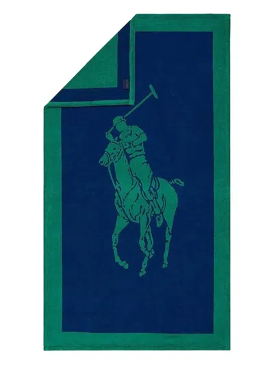 Ralph Lauren Logo Organic-cotton Beach Towel In Green