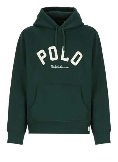 Ralph Lauren Logo Patch Jersey Hoodie In Gray