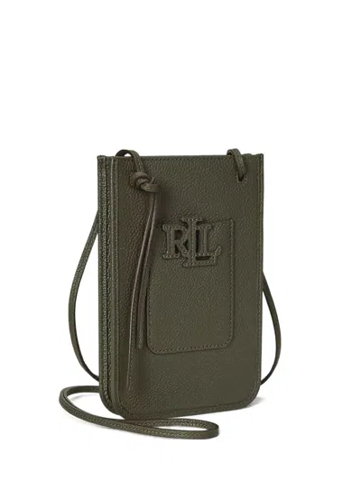 Ralph Lauren Logo-patch Leather Crossbody Bag In Green