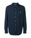 Polo Ralph Lauren Blue Shirt With Button-down Collar And Pony Embroidery On The Front In Black