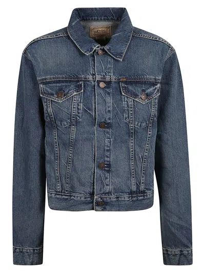 Ralph Lauren Logo Patched Denim Buttoned Jacket In Meuse