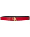 Ralph Lauren Logo Pebbled Leather Belt In Brown