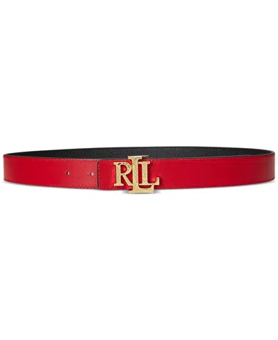 Ralph Lauren Logo Pebbled Leather Belt In Brown