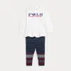 Polo Ralph Lauren Baby Peplum Tee & Printed Jersey Leggings Set In Nevis