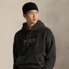 Ralph Lauren Logo Pile Fleece Hoodie In Black