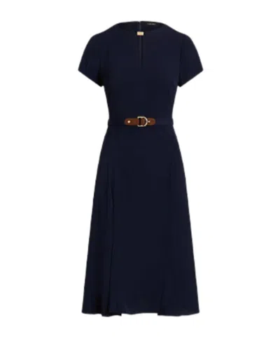 Ralph Lauren Logo-plaque Georgette Dress In Blue