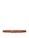 Ralph Lauren Logo-keeper Leather Skinny Belt