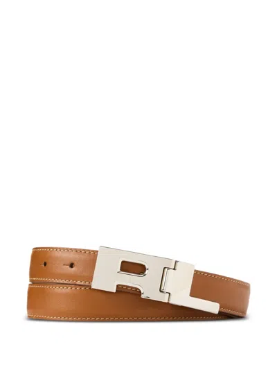 RALPH LAUREN LOGO-PLAQUE LEATHER BELT