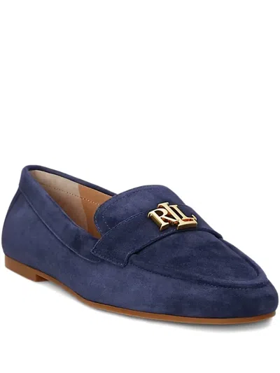 Ralph Lauren Logo-plaque Suede Pumps In Blue