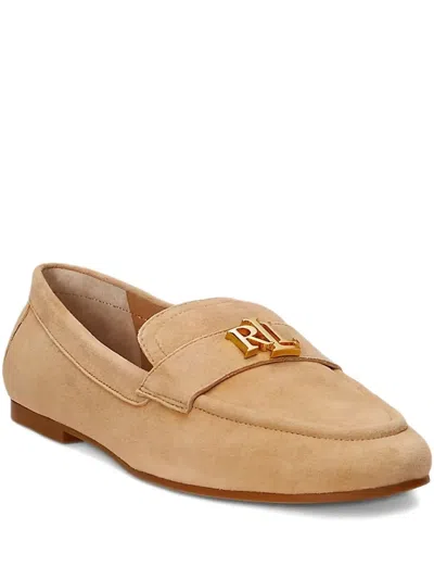Ralph Lauren Logo-plaque Suede Pumps In Neutral