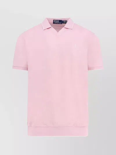 Ralph Lauren Logo Polo Shirt With Collar And Short Sleeves In Pink