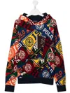 RALPH LAUREN LOGO-PRINT LONG-SLEEVED HOODIE