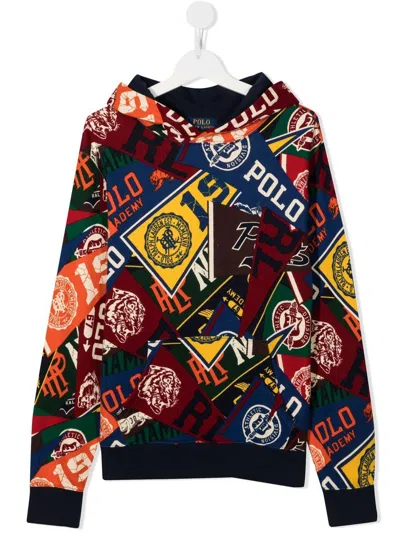 Ralph Lauren Kids' Logo-print Long-sleeved Hoodie In Multicolour
