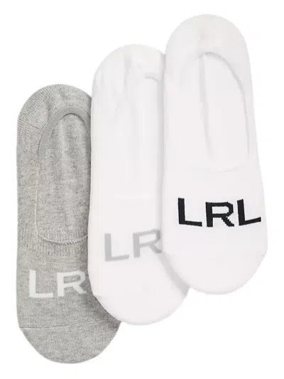 Ralph Lauren Logo-print No-show Socks (pack Of Three) In White
