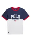 RALPH LAUREN LOGO-PRINT TWO-TONE T-SHIRT