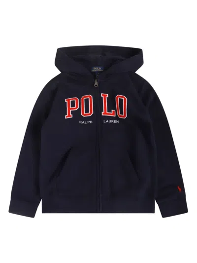 Polo Ralph Lauren Kids' Logo-print Zip-up Hoodie In Blue
