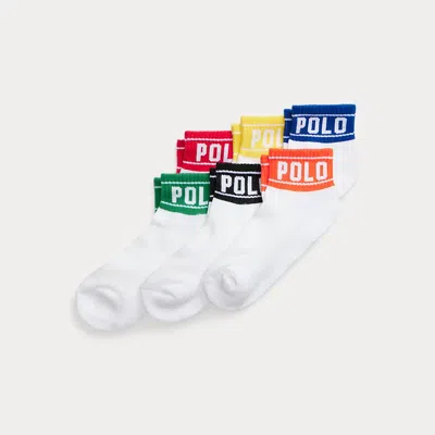 Ralph Lauren Kids' Logo Quarter-length Sock 6-pack In Multi