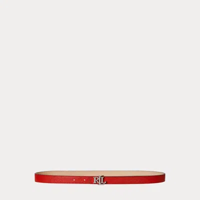 Ralph Lauren Logo Reversible Crosshatch Skinny Belt