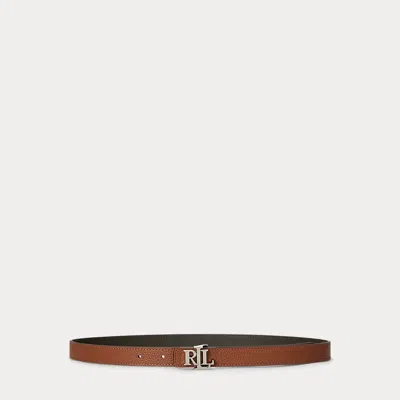 Ralph Lauren Logo Reversible Leather Skinny Belt