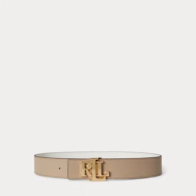 Ralph Lauren Logo Reversible Leather Wide Belt In Brown