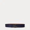 Ralph Lauren Logo Reversible Leather Wide Belt In Blue