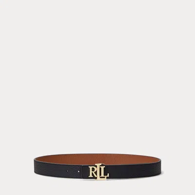 Ralph Lauren Reversible Belt In Hammered Cowhide In Black