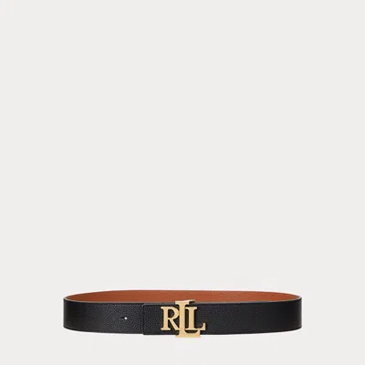 Ralph Lauren Reversible Belt In Hammered Cowhide In Black