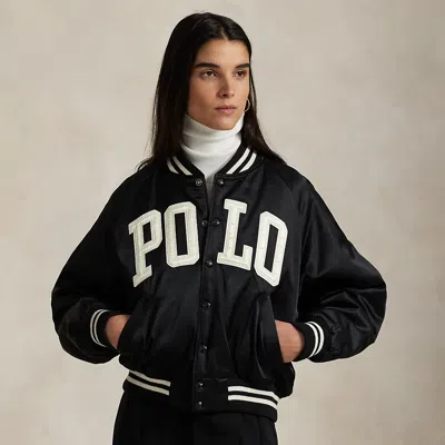 Ralph Lauren Logo Satin Bomber Jacket