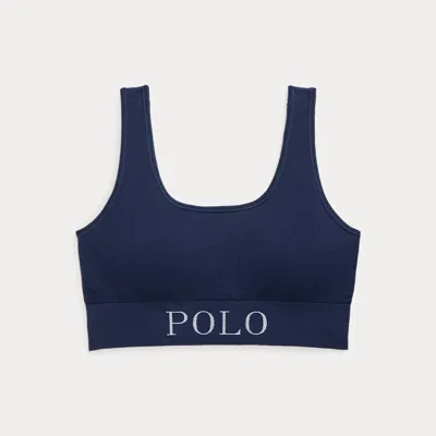 Ralph Lauren Logo Scoop Cropped Tank In Blue