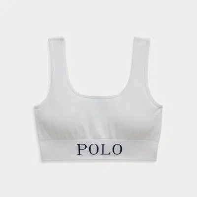 Ralph Lauren Logo Scoop Cropped Tank In White