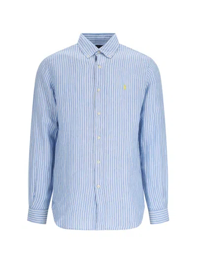 Ralph Lauren Logo Shirt In 5137a Blue/white