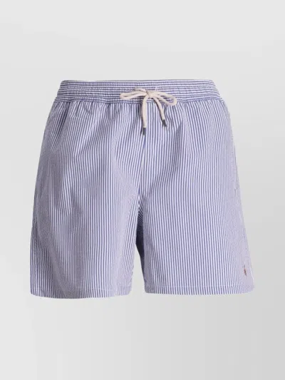 Ralph Lauren Logo Striped Boxer Shorts In Blue