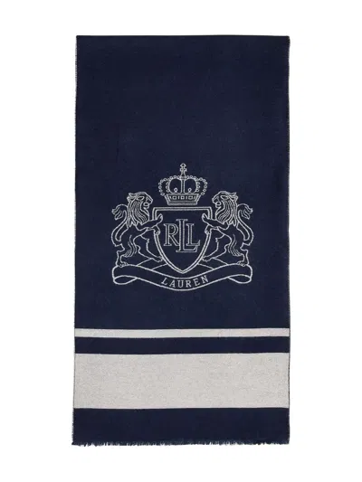 Ralph Lauren Logo Striped Scarf In Blue