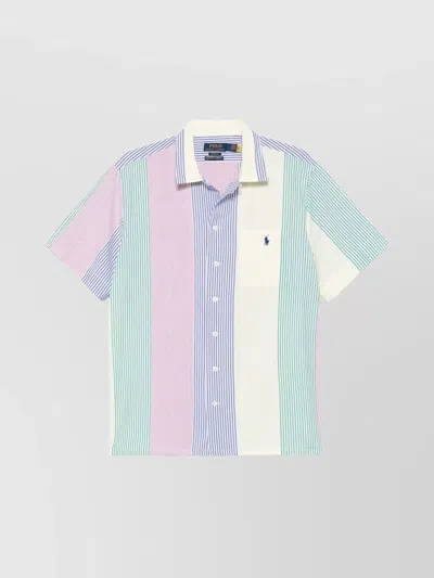 Ralph Lauren Logo Striped Short Sleeve Shirt In Multi